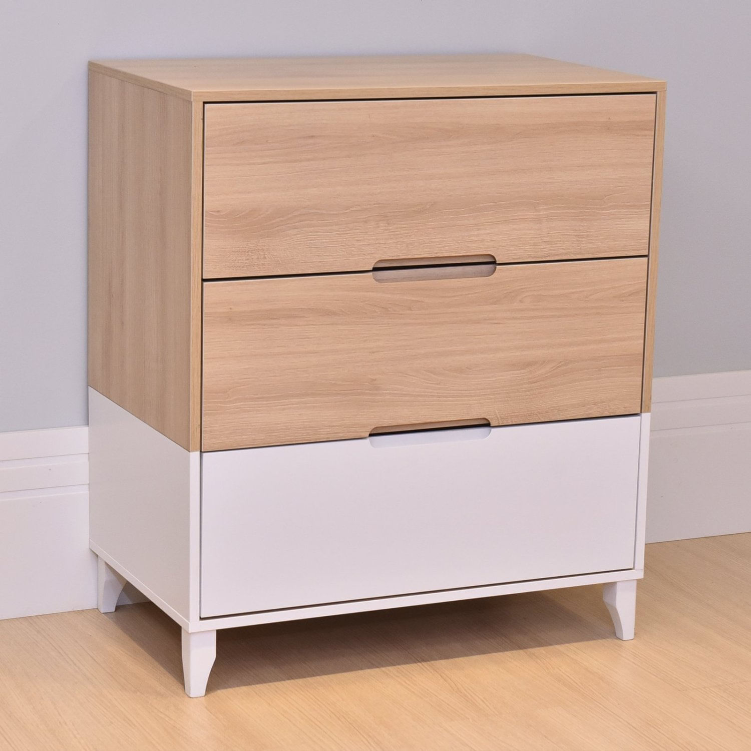 Encontraproduto.com.br - Cômoda Infantil 3 Gavetas Coleção Dengo Divicar Móveis Branco/Carvalho Treviso