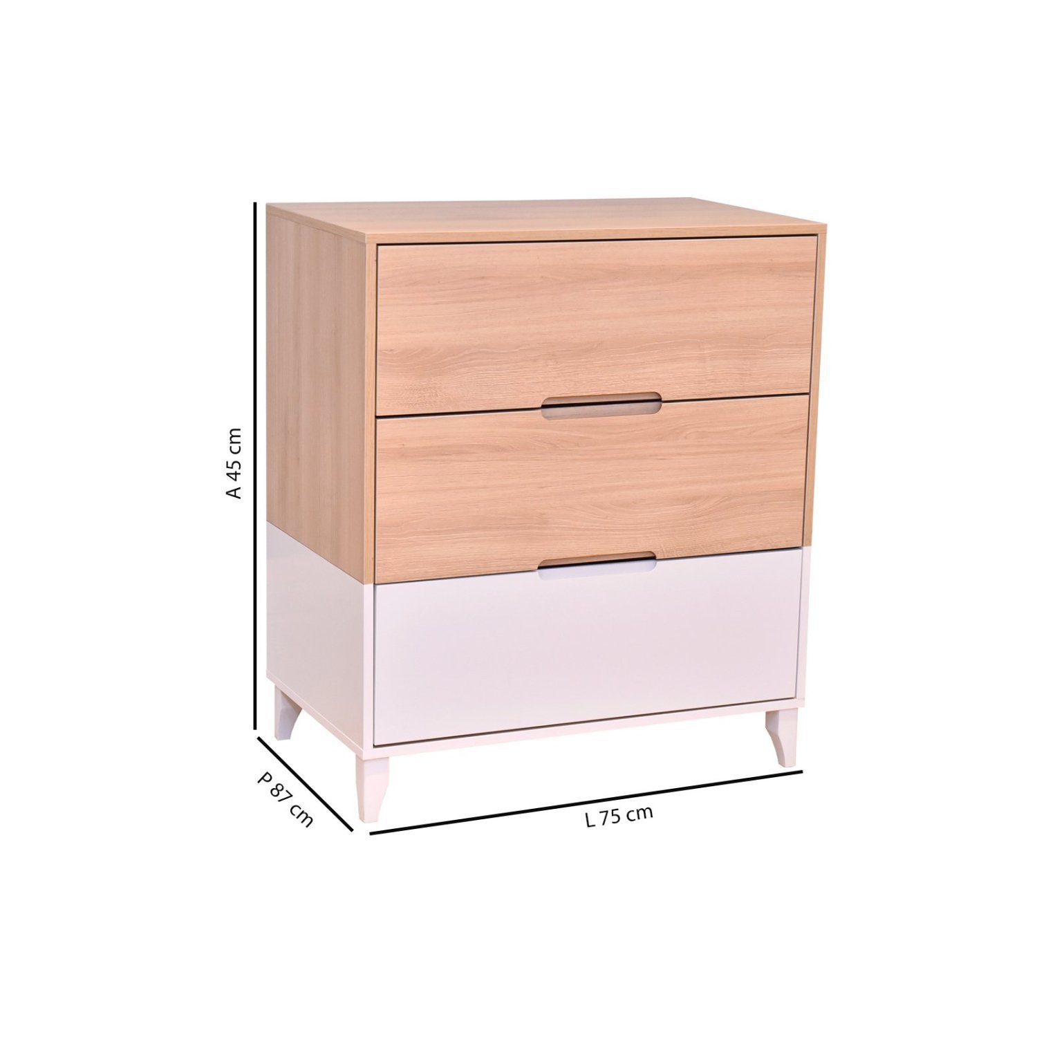 Encontraproduto.com.br - Cômoda Infantil 3 Gavetas Coleção Dengo Divicar Móveis Branco/Carvalho Treviso