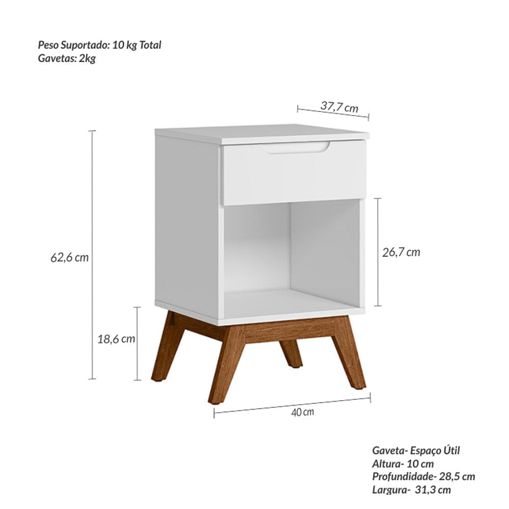 Encontraproduto.com.br - Mesa De Cabeceira Infantil Retrô 1 Gaveta Alpi Olivar Móveis Branco
