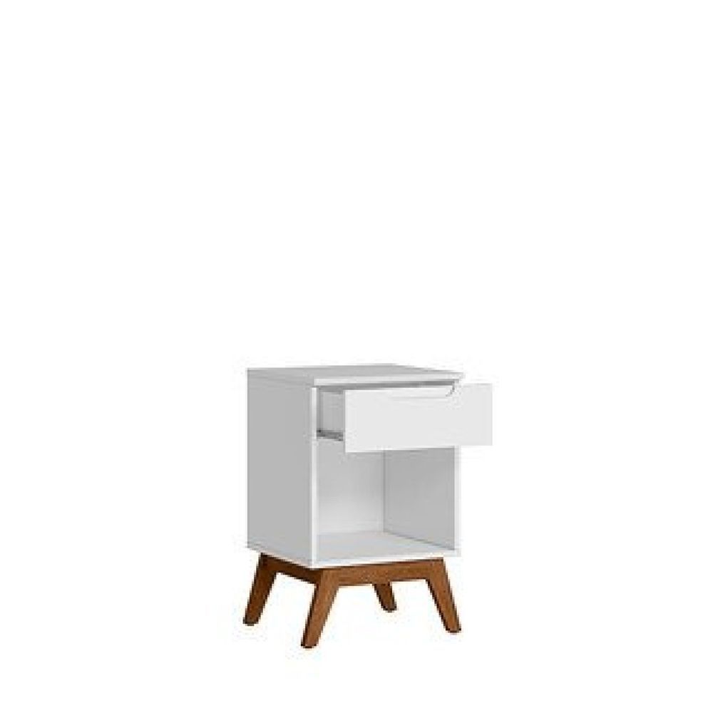 Encontraproduto.com.br - Mesa De Cabeceira Infantil Retrô 1 Gaveta Alpi Olivar Móveis Branco