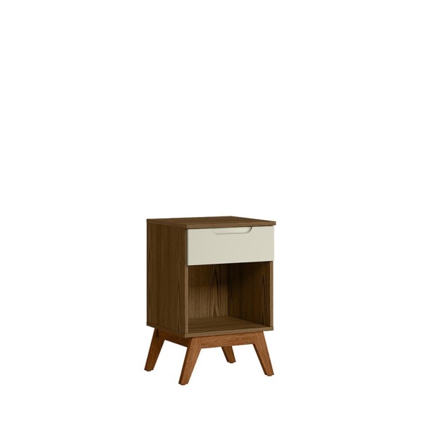 Encontraproduto.com.br - Mesa De Cabeceira Infantil Retrô 1 Gaveta Alpi Olivar Móveis Conhaque/Off White