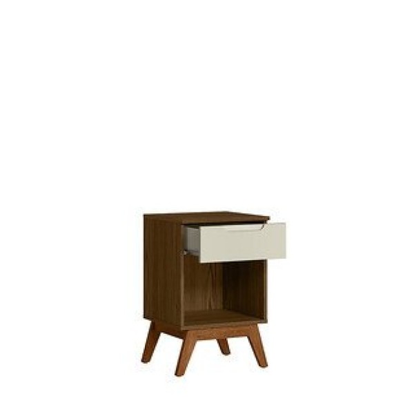 Encontraproduto.com.br - Mesa De Cabeceira Infantil Retrô 1 Gaveta Alpi Olivar Móveis Conhaque/Off White