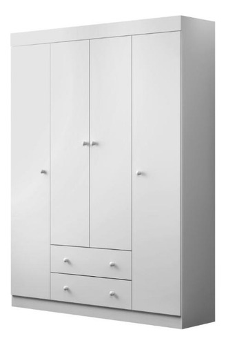 Guarda Roupa Infantil 4 Portas 2 Gavetas Elisa Branco