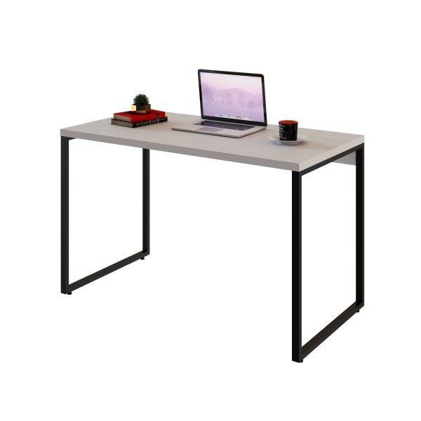 Encontraproduto.com.br - Mesa Para Escritório Office Estilo Industrial 120cm Kuadra Compace Branco Chess