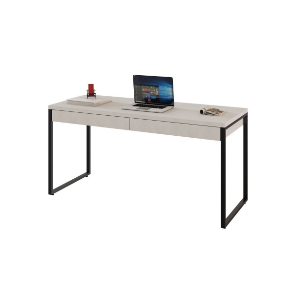 Encontraproduto.com.br - Mesa Para Escritório 150cm 2 Gavetas Kuadra Compace Branco Chess