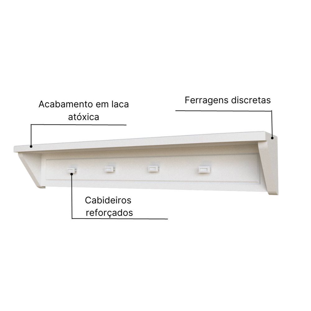 Encontraproduto.com.br - Prateleira Infantil Com 4 Cabideiros 100Cm Tudor Timber Areia