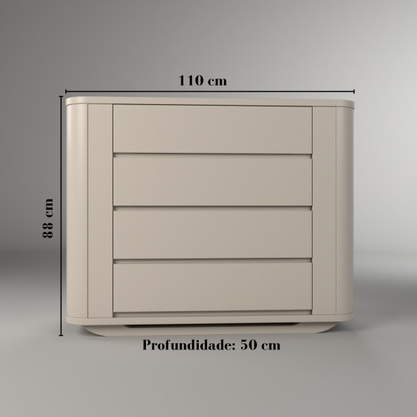 Encontraproduto.com.br - Cômoda Infantil 2 Portas 4 Gavetas Neo Timber Areia