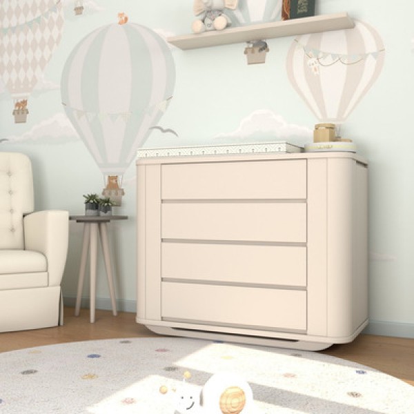 Encontraproduto.com.br - Cômoda Infantil 2 Portas 4 Gavetas Neo Timber Areia