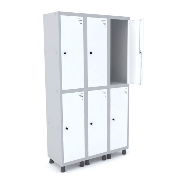 Encontraproduto.com.br - Guarda Volume Roupeiro 6 Portas Aço Grp 503/6 Pandin Móveis Cinza/Branco