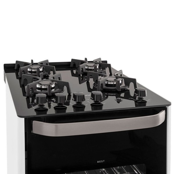Encontraproduto.com.br - Fogão Mesa De Vidro 4 Queimadores Best Cook Suggar Branco