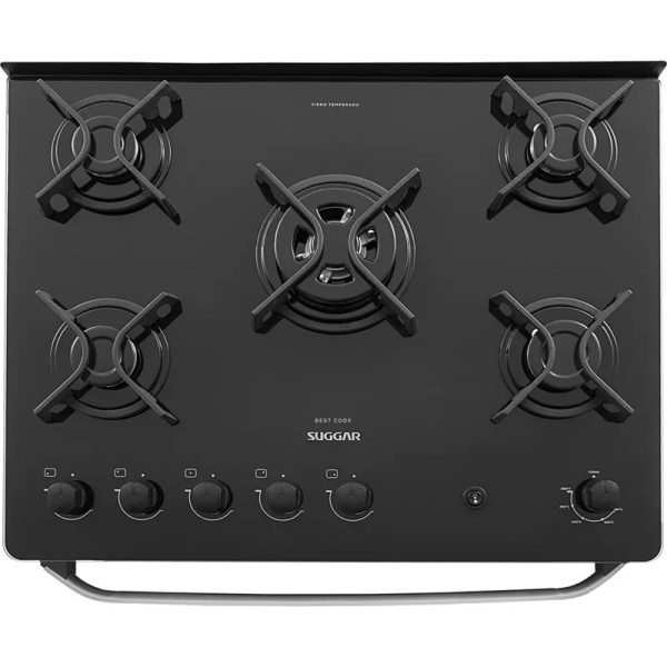 Encontraproduto.com.br - Fogão Mesa De Vidro 5 Queimadores Best Cook Suggar Branco