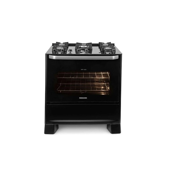 Encontraproduto.com.br - Fogão De Piso 5B Best Com Mesa De Vidro Suggar Preto Bivolt
