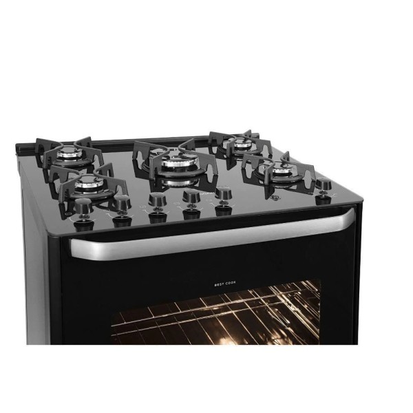 Encontraproduto.com.br - Fogão De Piso 5B Best Com Mesa De Vidro Suggar Preto Bivolt