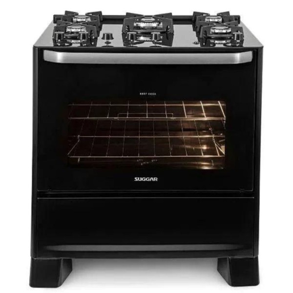Encontraproduto.com.br - Fogão De Piso 5B Best Com Mesa De Vidro Suggar Preto Bivolt