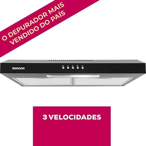 Encontraproduto.com.br - Depurador de ar Suggar Slim 60cm com Dupla Função e 3 Velocidades Preto