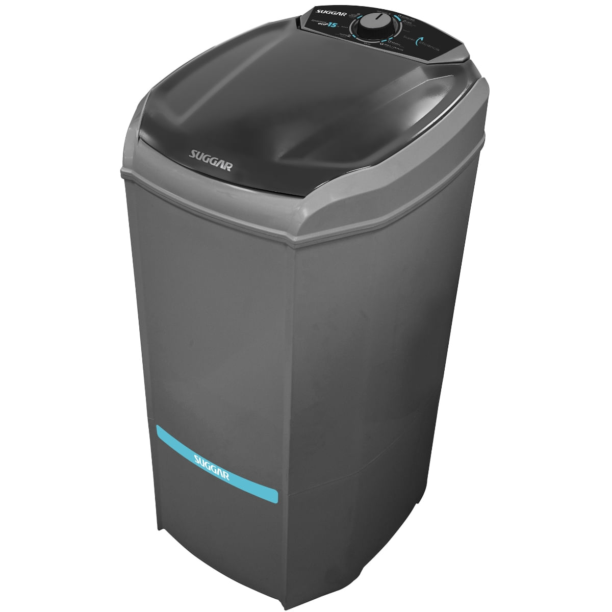 Encontraproduto.com.br - Tanquinho Suggar 15Kg Lavamax Eco LE1521PR com Dispenser Para Sabão e Desligamento Automático - Prata