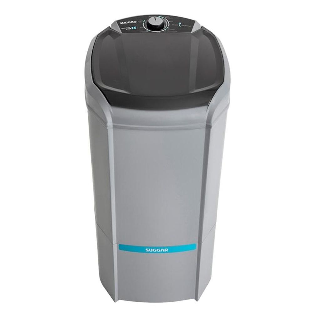 Encontraproduto.com.br - Tanquinho Suggar 15Kg Lavamax Eco LE1521PR com Dispenser Para Sabão e Desligamento Automático - Prata
