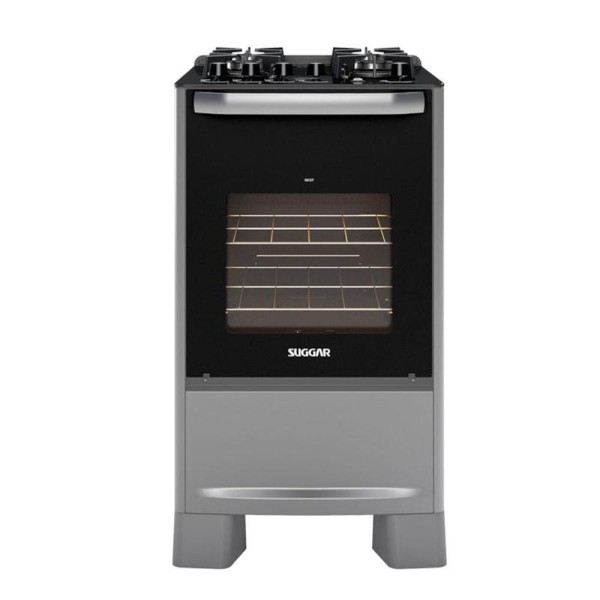 Encontraproduto.com.br - Fogão Suggar Best Glass 4 Queimadores Mesa Vidro Prata Inox FGVBG410PRIX Bivolt