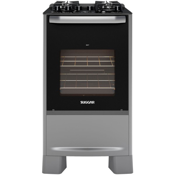 Encontraproduto.com.br - Fogão Suggar Best Glass 4 Queimadores Mesa Vidro Prata Inox FGVBG410PRIX Bivolt
