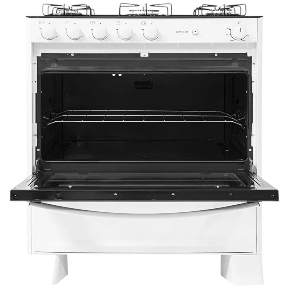 Encontraproduto.com.br - Fogão de Piso Suggar 5 Bocas Cook Glass Branco – Bivolt