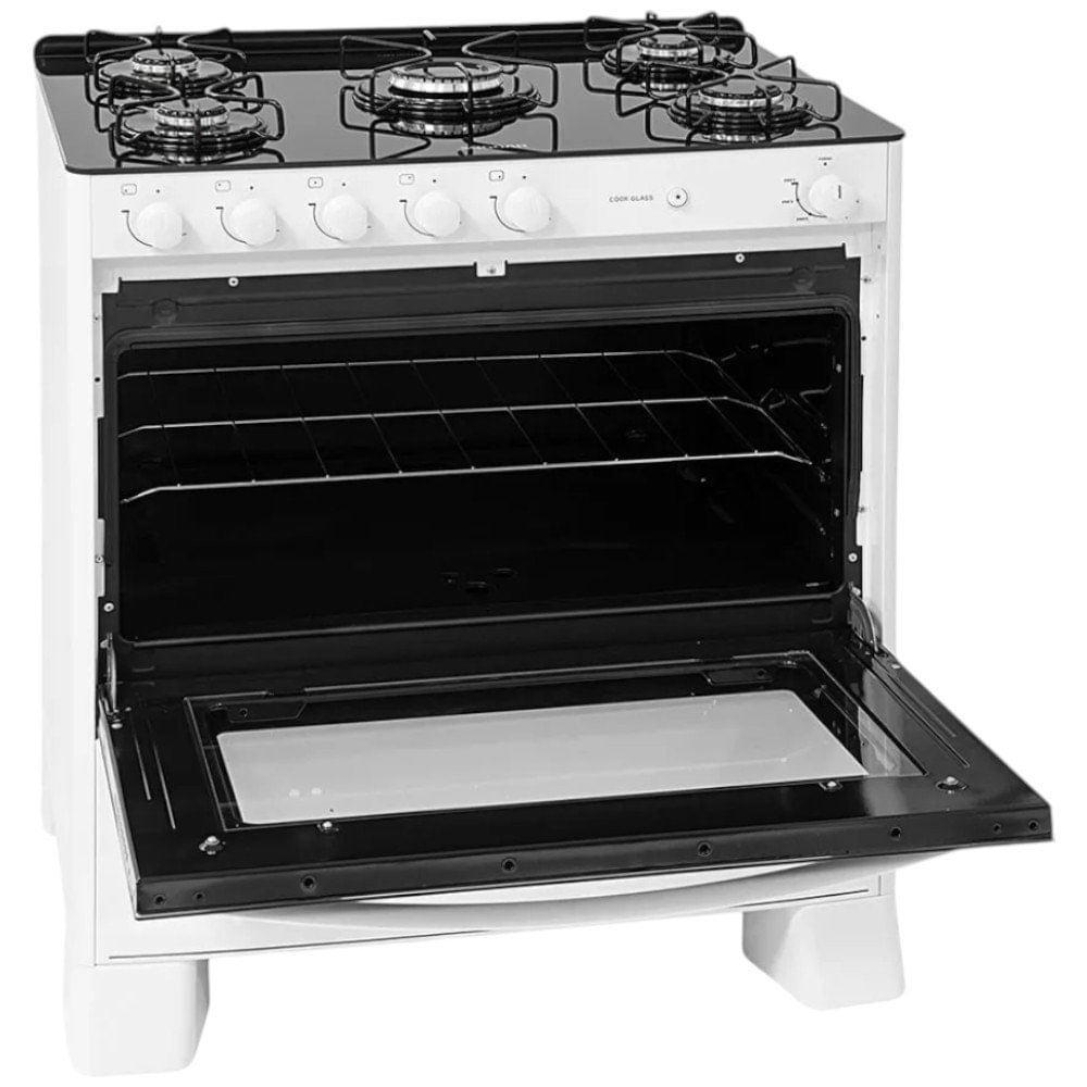 Encontraproduto.com.br - Fogão de Piso Suggar 5 Bocas Cook Glass Branco – Bivolt