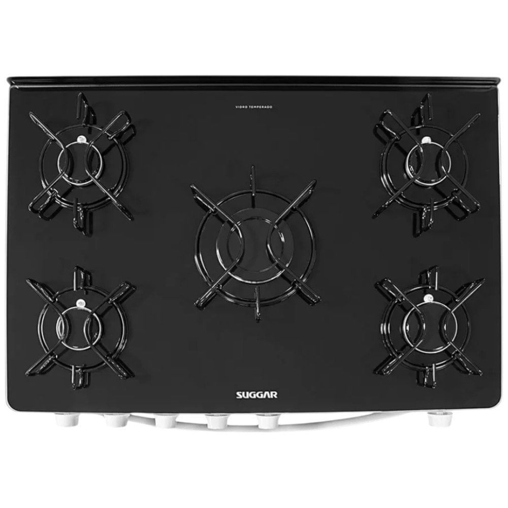 Encontraproduto.com.br - Fogão de Piso Suggar 5 Bocas Cook Glass Branco – Bivolt