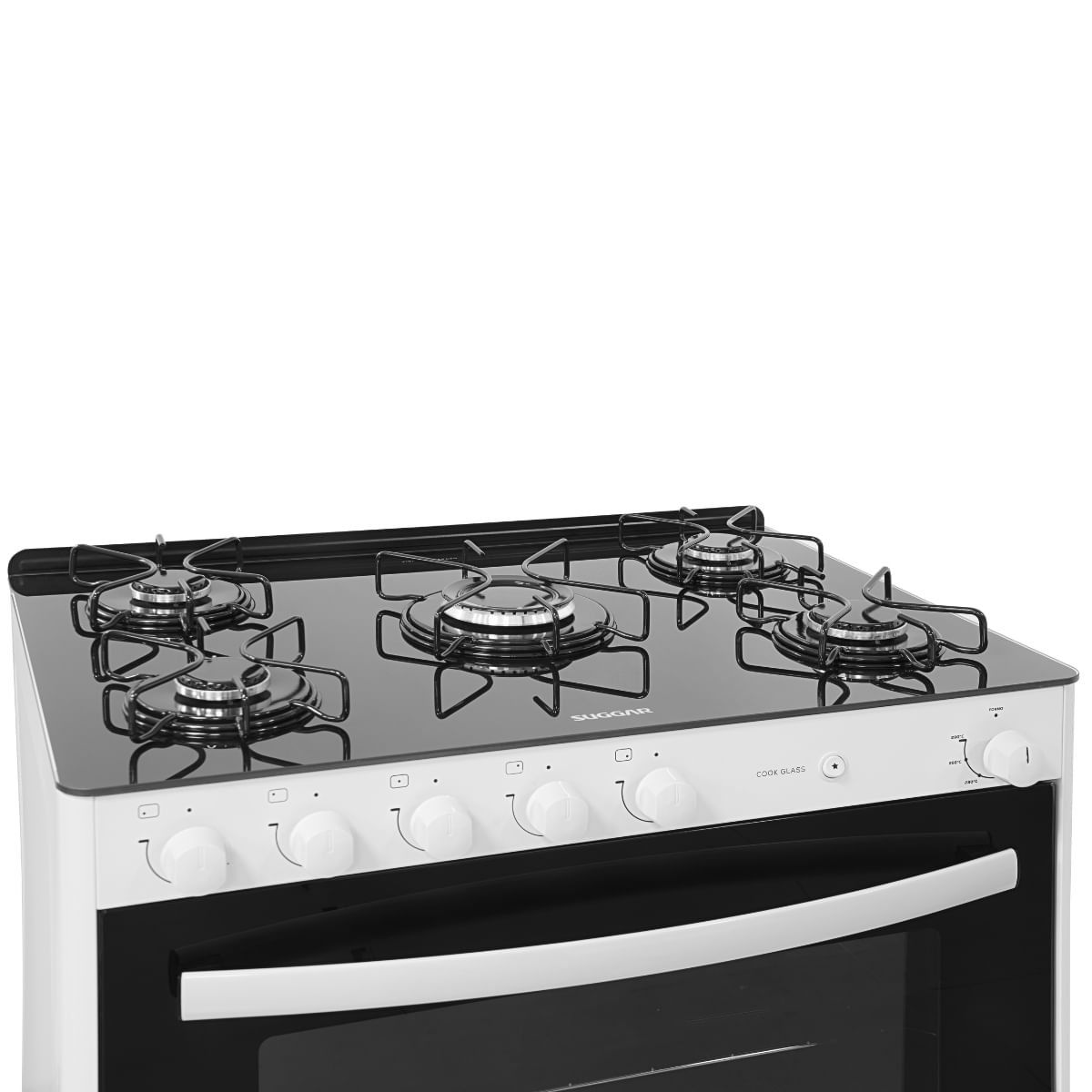 Encontraproduto.com.br - Fogão de Piso Suggar 5 Bocas Cook Glass Branco – Bivolt
