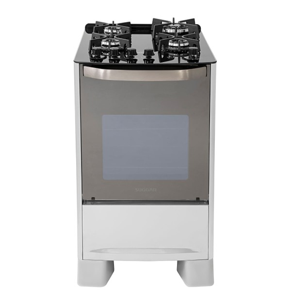 Encontraproduto.com.br - Fogão Suggar Master Grill 4 Queimadores Mesa Vidro Prata Inox 110V