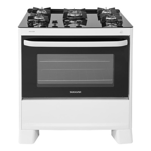 Encontraproduto.com.br - Fogão Suggar Master Grill 4 Queimadores Mesa Vidro Prata Inox 110V