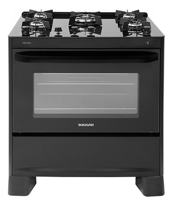 FOGÃO 5 BOCAS SUGGAR FGVMG510 MAX GLASS PRETO