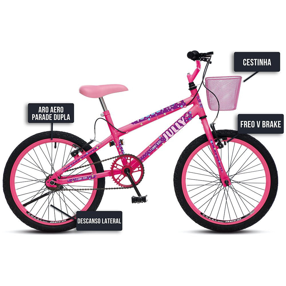 Encontraproduto.com.br - Bicicleta Jully Aro 20 Rosa Neon -  COLLI