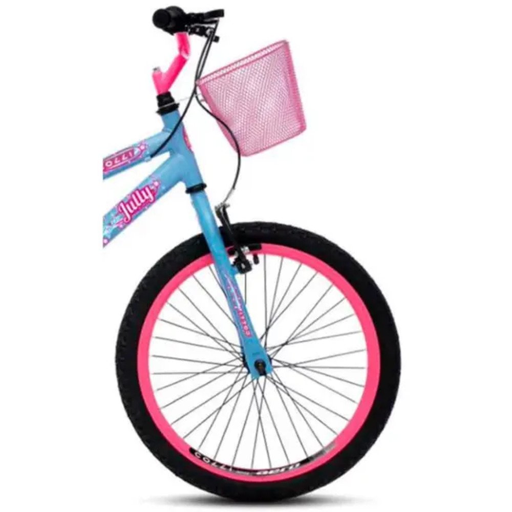 Encontraproduto.com.br - Bicicleta Colli Jully Aro 20 com Freio V-Brake e Cestinha - Azul Champanhe