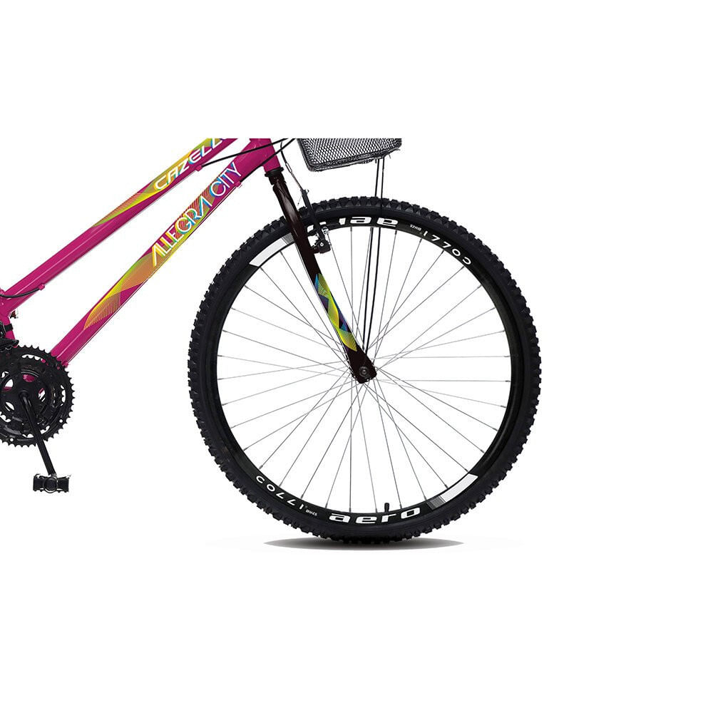 Encontraproduto.com.br - Bicicleta Colli Bike Cazelle Allegra City Aro 26 18 Marchas Freio V-Brake Suspensão Dianteira Rosa