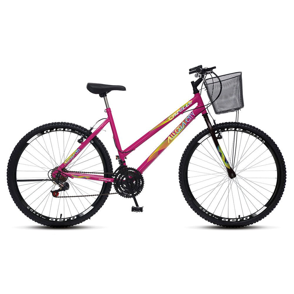 Encontraproduto.com.br - Bicicleta Colli Bike Cazelle Allegra City Aro 26 18 Marchas Freio V-Brake Suspensão Dianteira Rosa