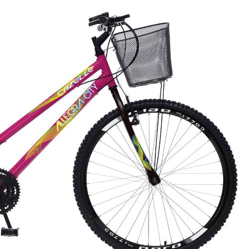 Encontraproduto.com.br - Bicicleta Colli Bike Cazelle Allegra City Aro 26 18 Marchas Freio V-Brake Suspensão Dianteira Rosa
