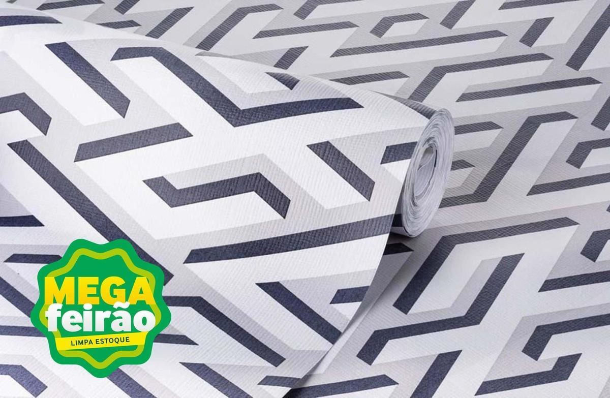 Papel de Parede Bobinex 7255 Geométrico Azul e Cinza