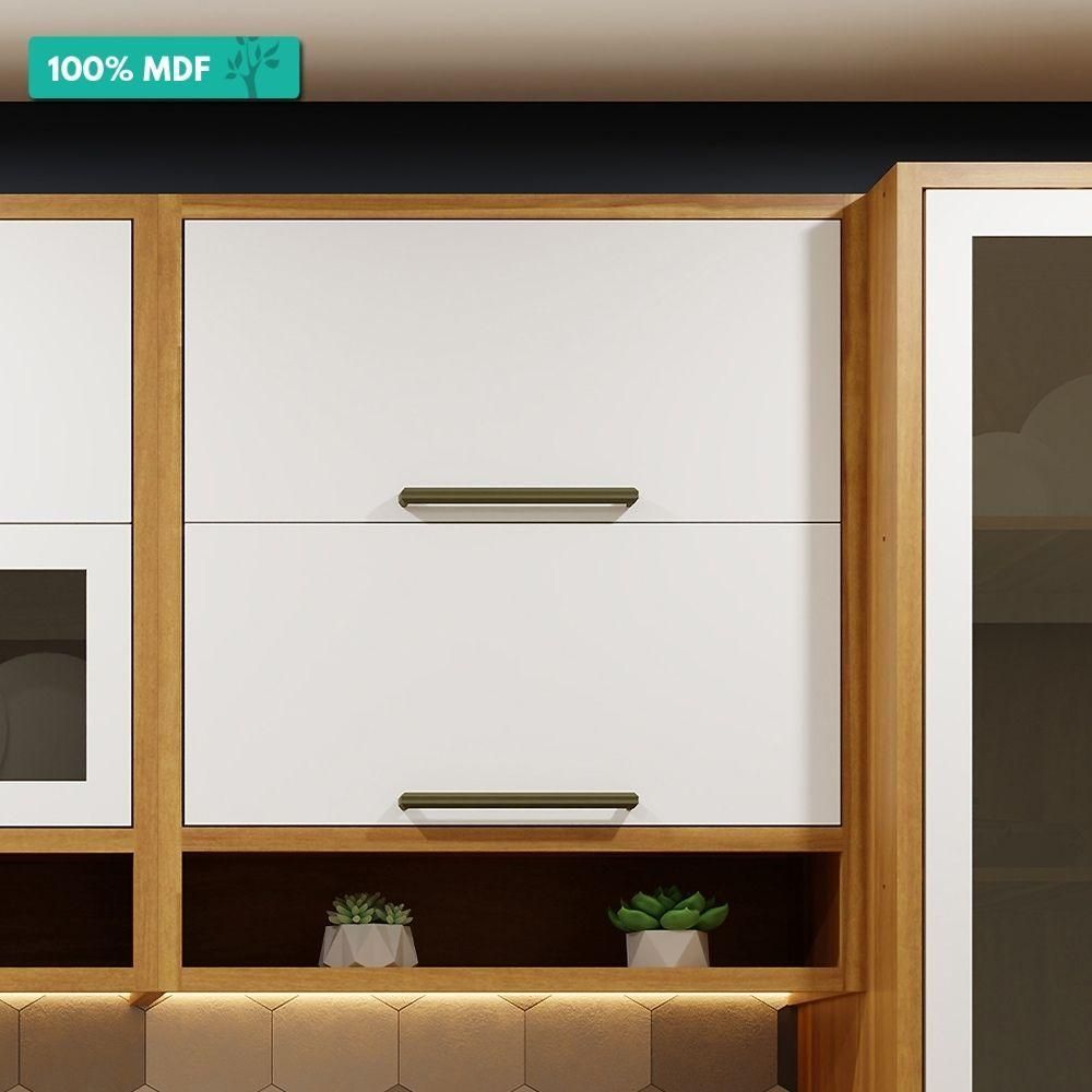 Encontraproduto.com.br - Armário Aéreo Duplo Ronipa 2 Portas Syrah 80cm - Amêndoa/Branco