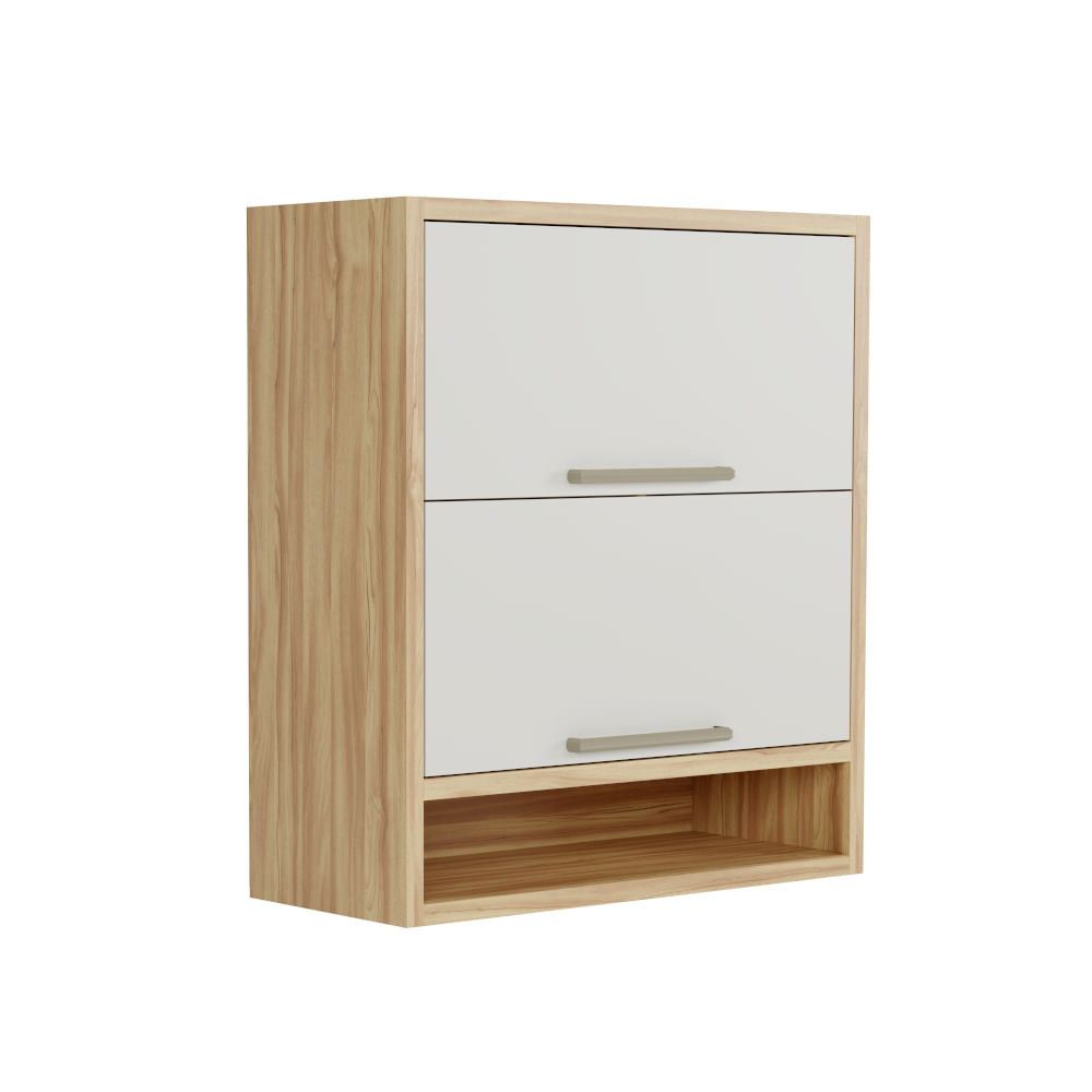 Encontraproduto.com.br - Armário Aéreo Duplo Ronipa 2 Portas Syrah 80cm - Amêndoa/Branco