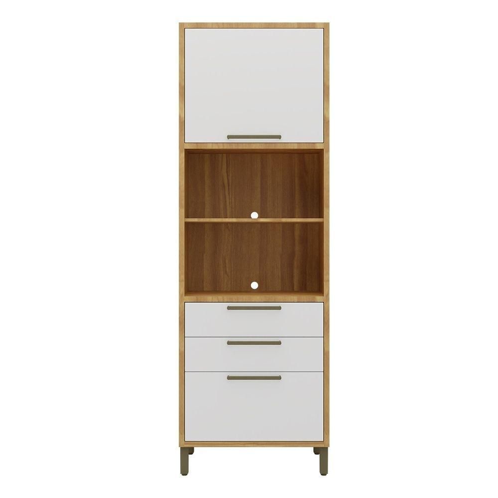 Encontraproduto.com.br - Paneleiro De Cozinha Syrah Torre Quente Com 2 Portas E 2 Gavetas 74x225m Amendoa-branco - Ronipa