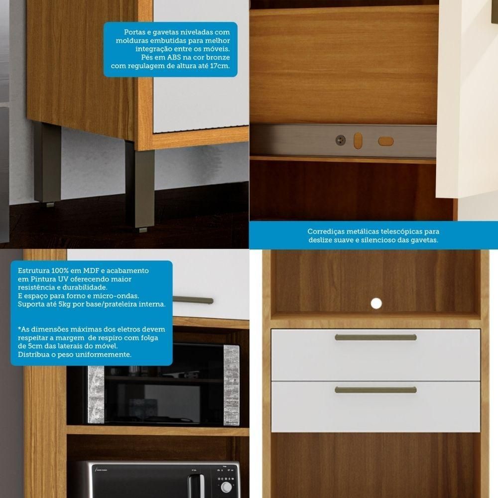 Encontraproduto.com.br - Paneleiro De Cozinha Syrah Torre Quente Com 2 Portas E 2 Gavetas 74x225m Amendoa-branco - Ronipa