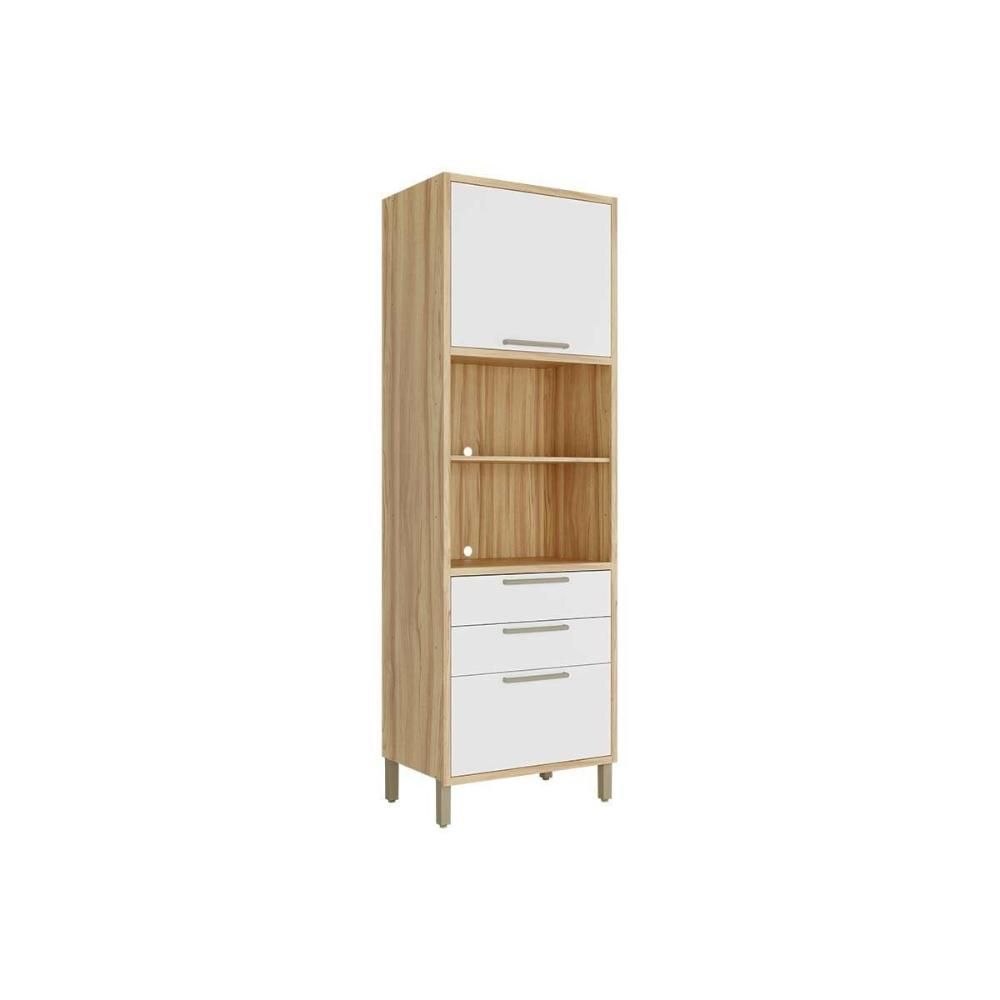 Encontraproduto.com.br - Paneleiro De Cozinha Syrah Torre Quente Com 2 Portas E 2 Gavetas 74x225m Amendoa-branco - Ronipa