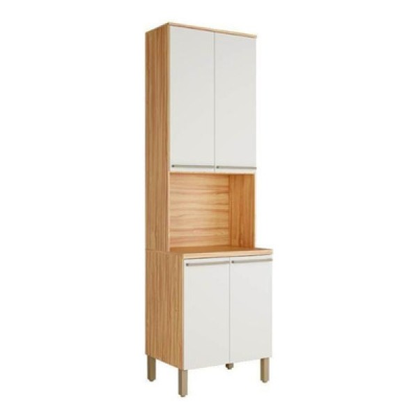 Paneleiro De Cozinha Napoli Prime C-1 Forno E 4 Portas 66x222cm Amendoa-off White - Ronipa