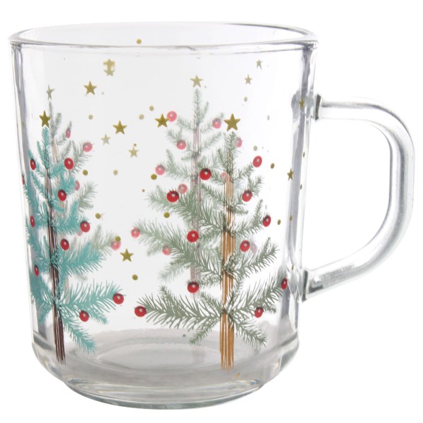 Caneca Natalina Árvore Pinheiro 250ml em Vidro Cascavel