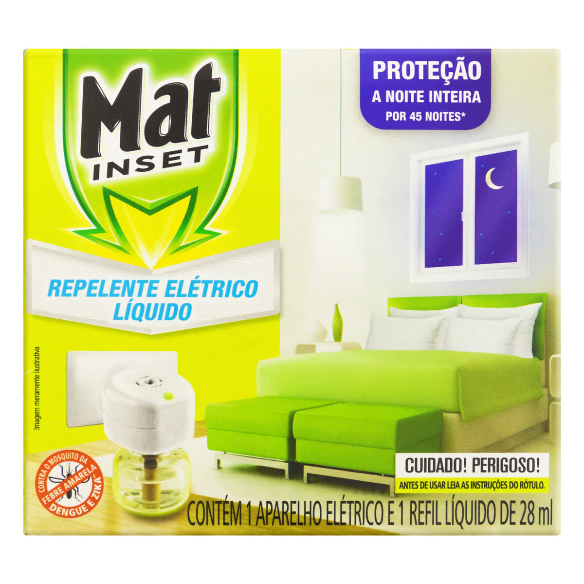 Encontraproduto.com.br - Kit Aparelho Elétrico+Inseticida Líquido Mat Inset 45n 28ml
