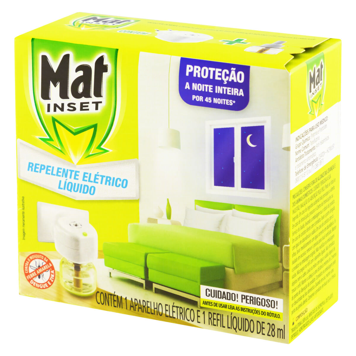 Encontraproduto.com.br - Kit Aparelho Elétrico+Inseticida Líquido Mat Inset 45n 28ml