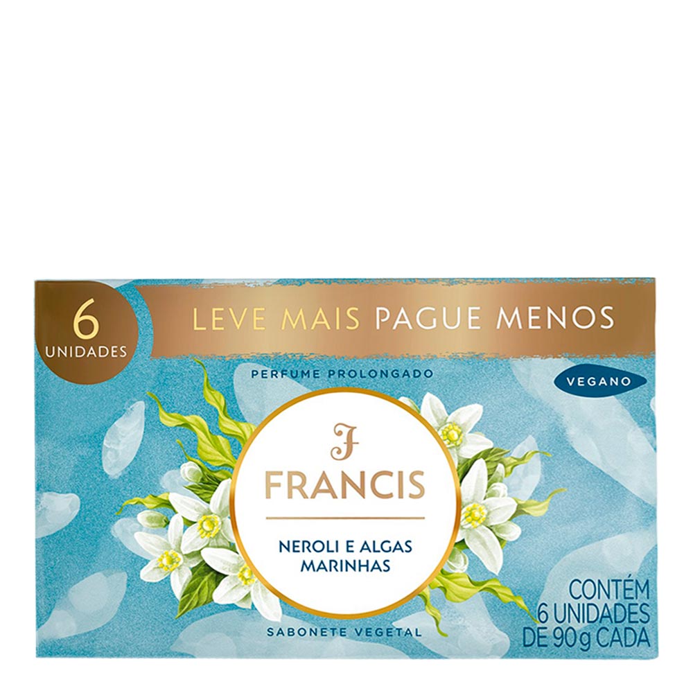 Sabonete Vegetal Francis Neroli e Algas Marinhas 6 unidades 90g