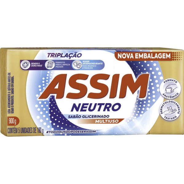 Encontraproduto.com.br - Sabão em Pedaço Assim Neutro Pacote com 5x180g