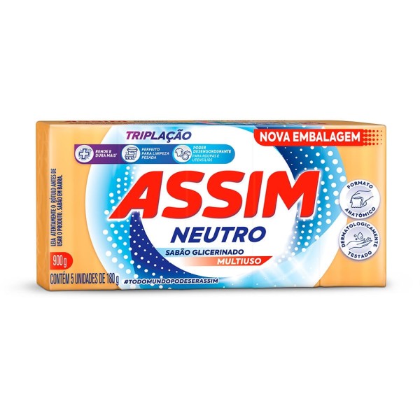 Encontraproduto.com.br - Sabão em Pedaço Assim Neutro Pacote com 5x180g