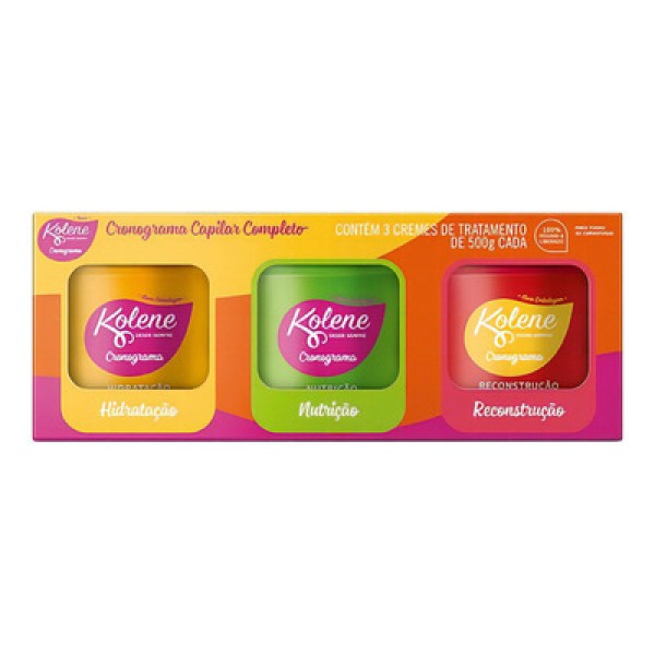 Encontraproduto.com.br - Mascara de Tratamento Kolene Minipack Cronograma 500g com 3un