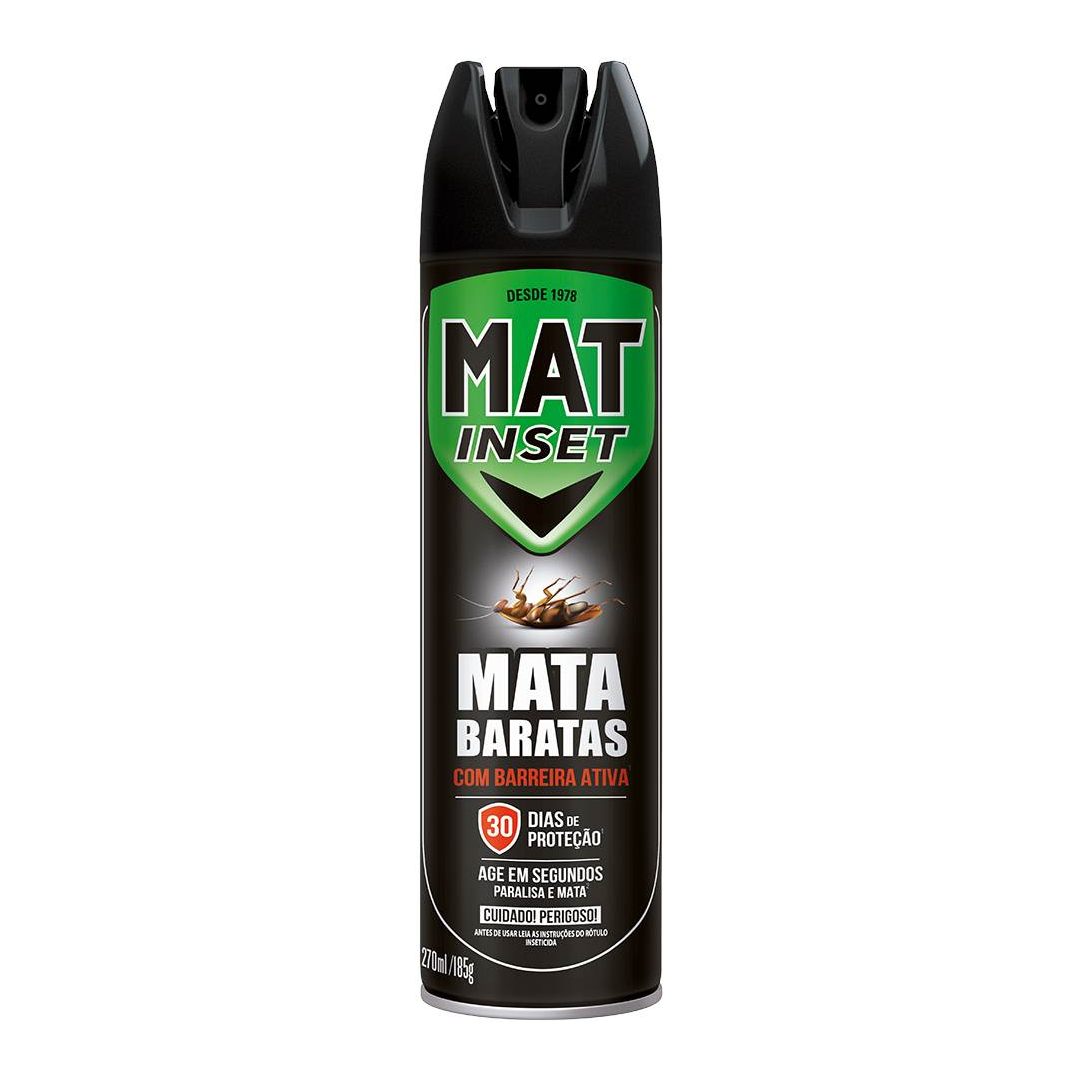 Inseticida Aerosol Mat Inset Mata Baratas Com Barreira Ativa 270ml